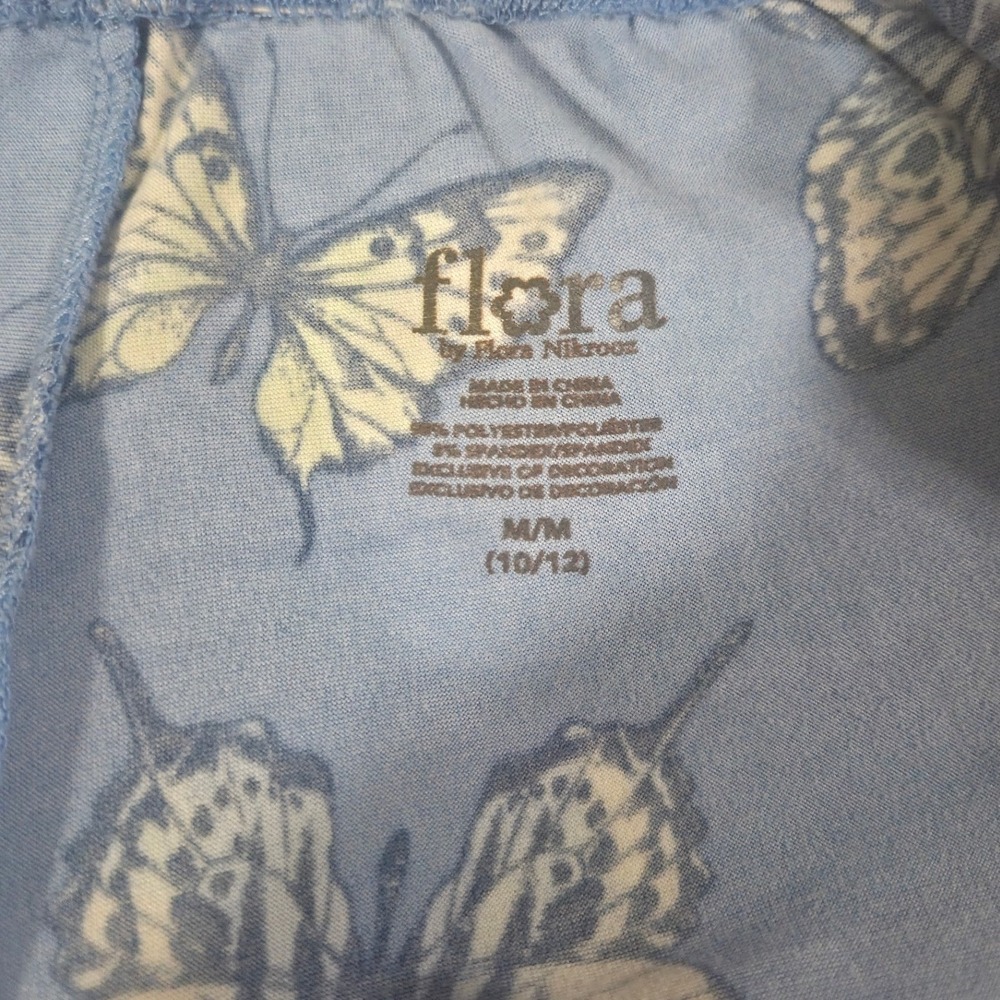 Flora by Flora Nikrooz Womens Blue Butterfly Pajama Set Shorts Long Sleeve M - Picture 8 of 8
